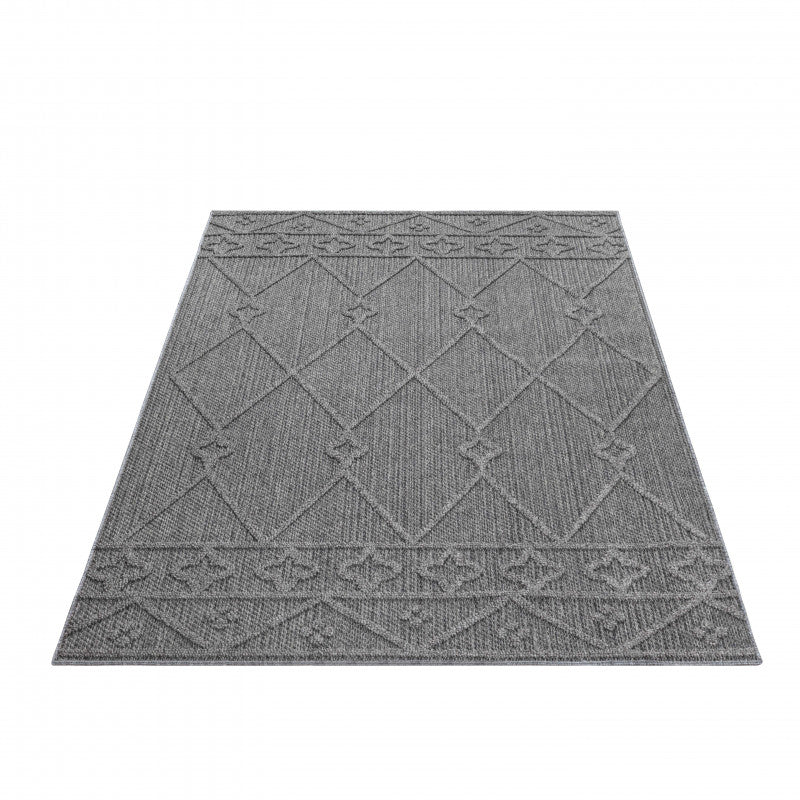 Tapis effet Jute naturel à Relief Géométrique - Gris