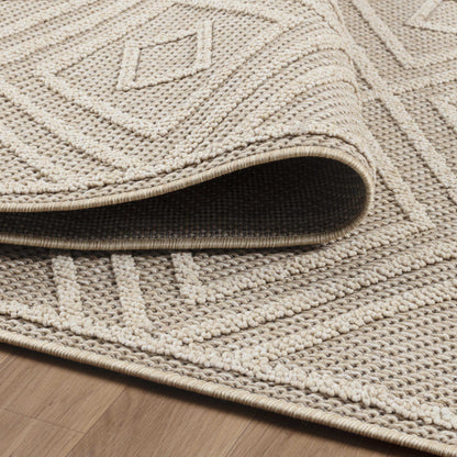 Tapis effet Jute naturel à Relief pavés - Beige