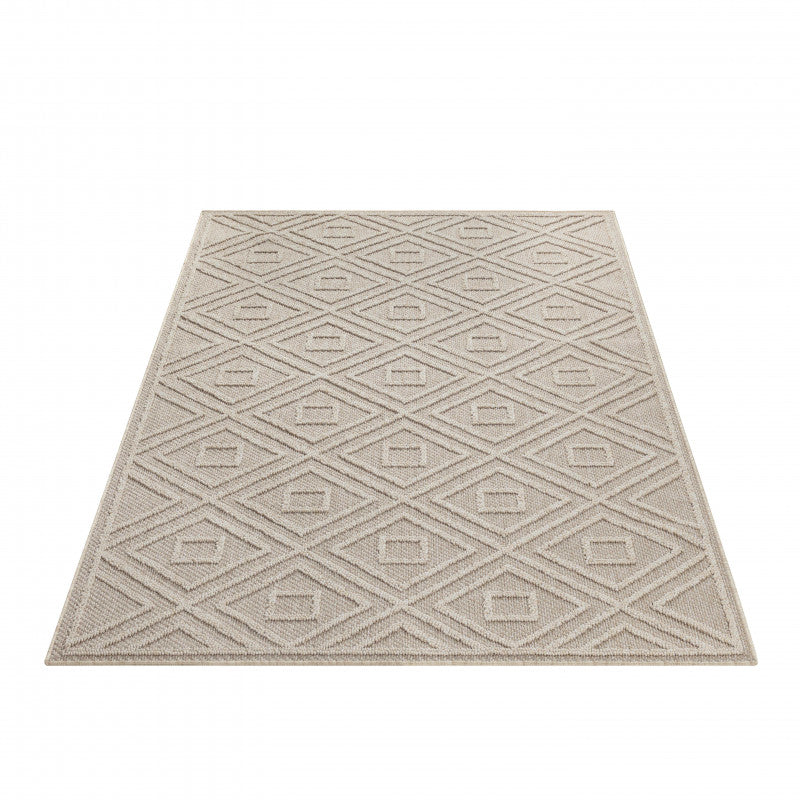 Tapis effet Jute naturel à Relief pavés - Beige