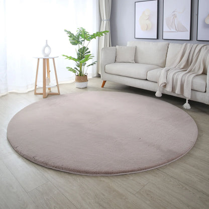 Tapis rond fausse Fourrure toucher doux - Beige