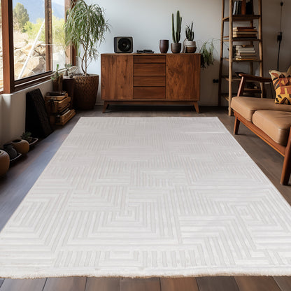 Tapis Ultra Dense Aspect Laine - Aswan Crème