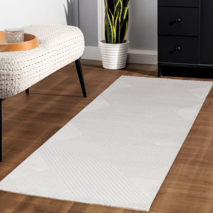 Tapis Noa laineux à motif en relief - Crème