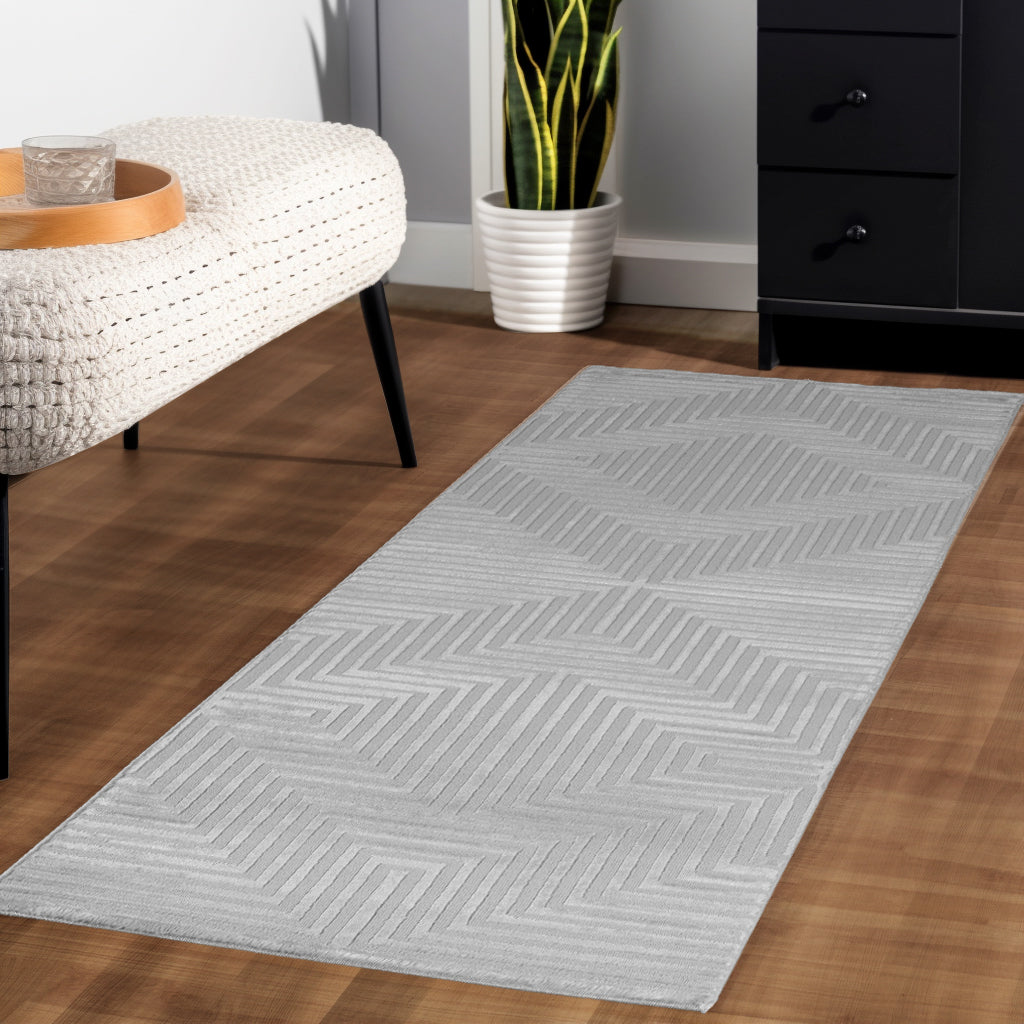 Tapis Noa laineux à motif en relief - Gris