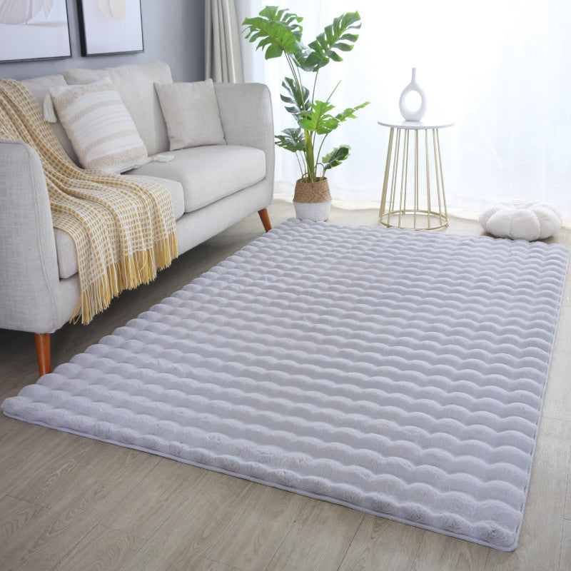 Tapis de fourrure à relief DAVE - Argent