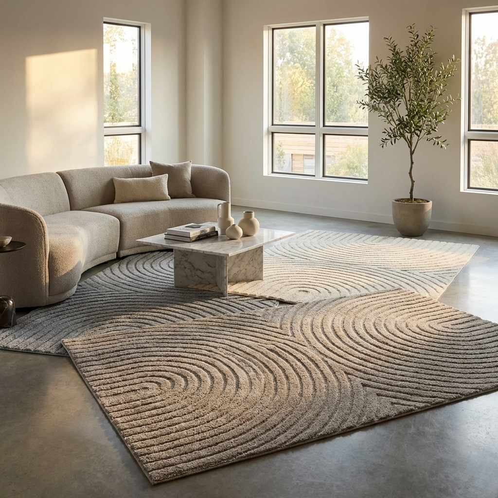 Tapis à motifs en relief Arcs Gris