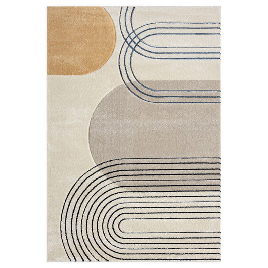 Tapis Bohème Abstrait - Beige et Ocre