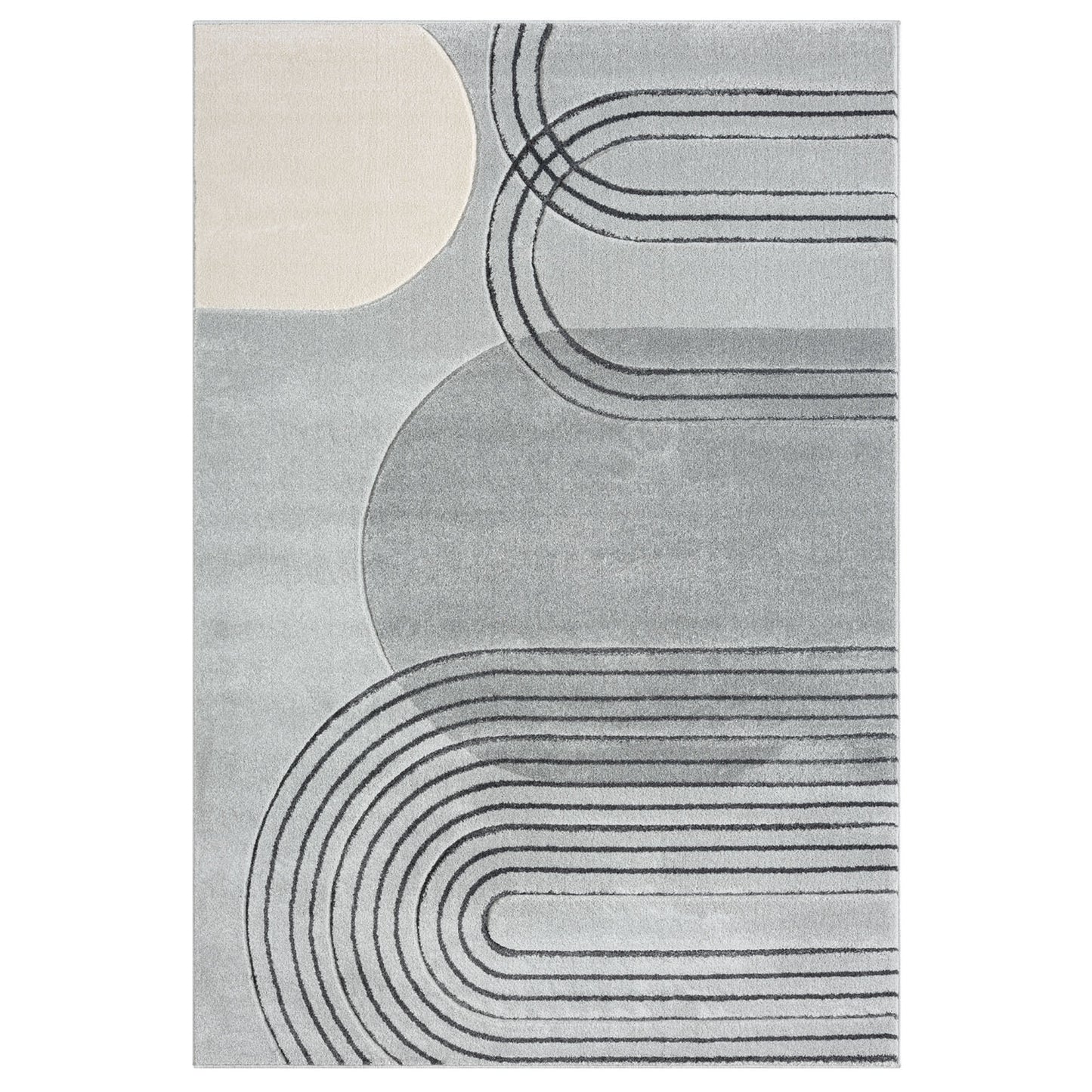 Tapis Bohème Abstrait - Gris et Crème