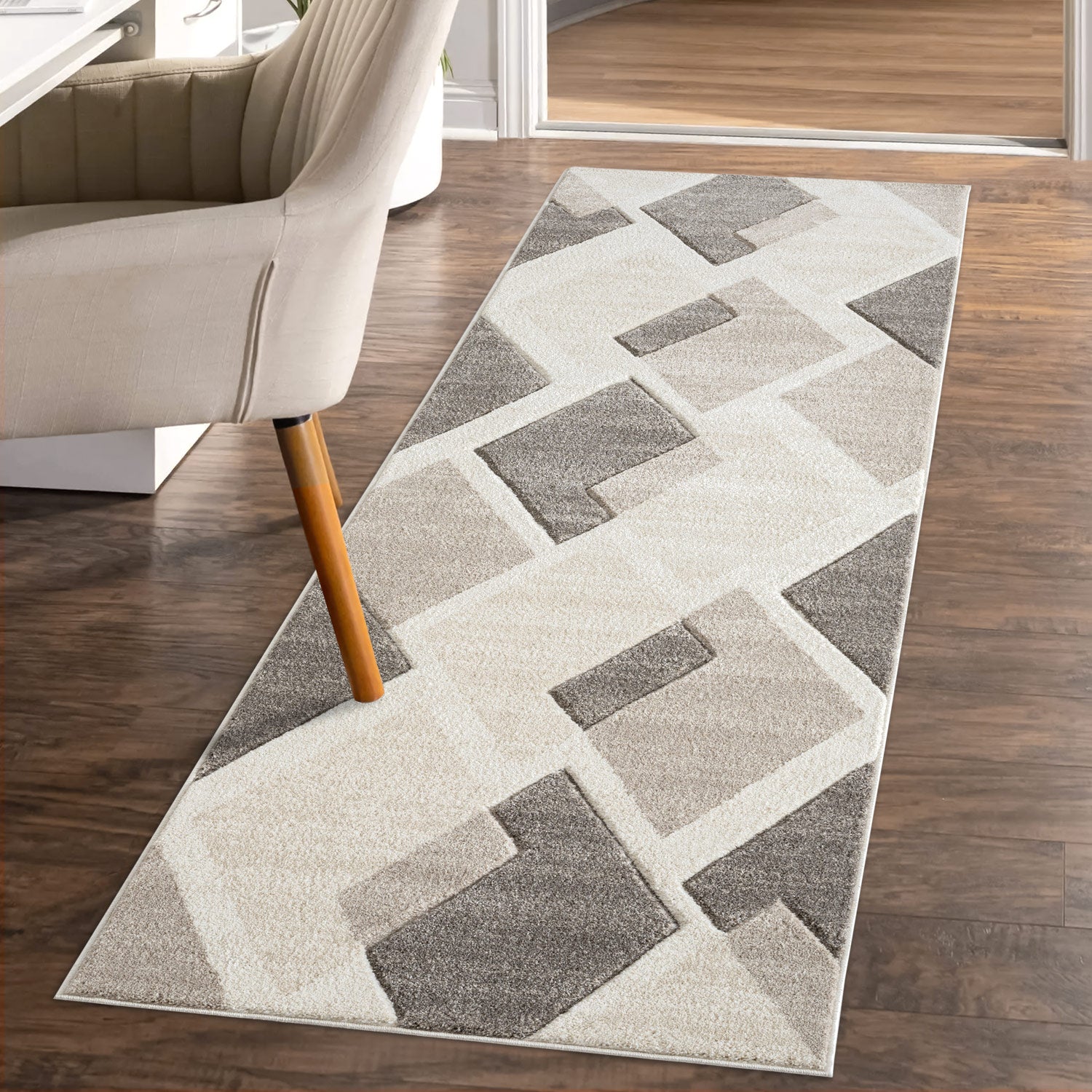 Tapis de couloir Géométrique - NARA Beige – STUDIO DECO