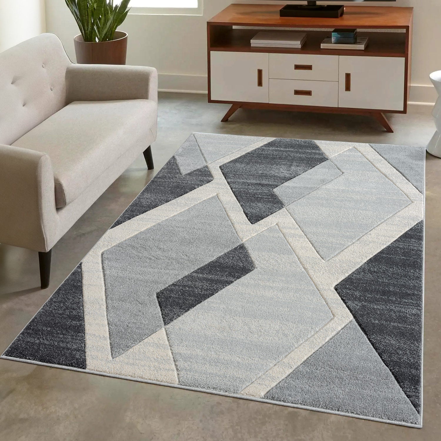 Tapis Géométrique - NARA Gris – STUDIO DECO
