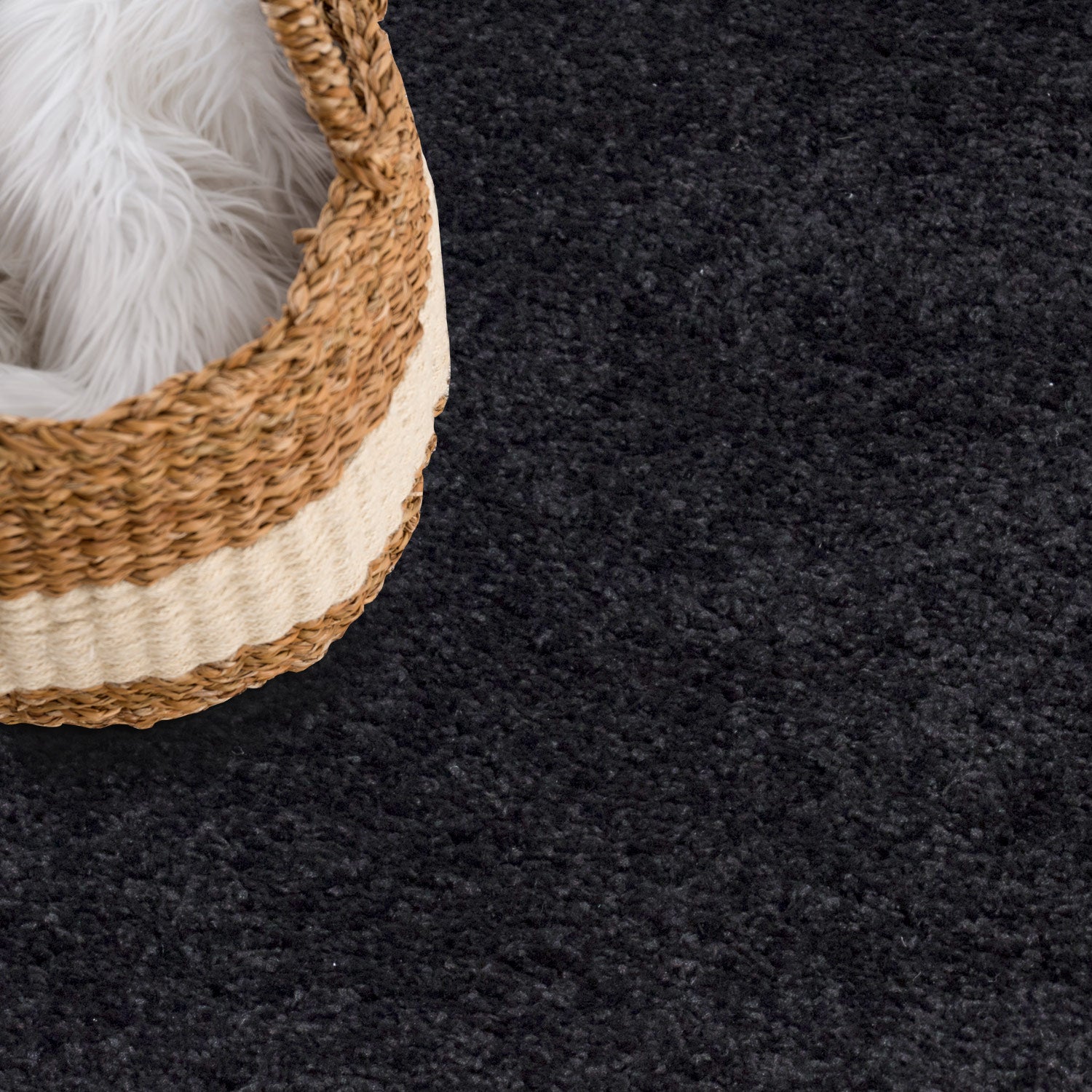 Tapis à Poils Longs Rond SOFTY - Anthracite – STUDIO DECO