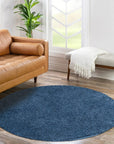 Tapis à Poils Longs Rond SOFTY - Bleu – STUDIO DECO