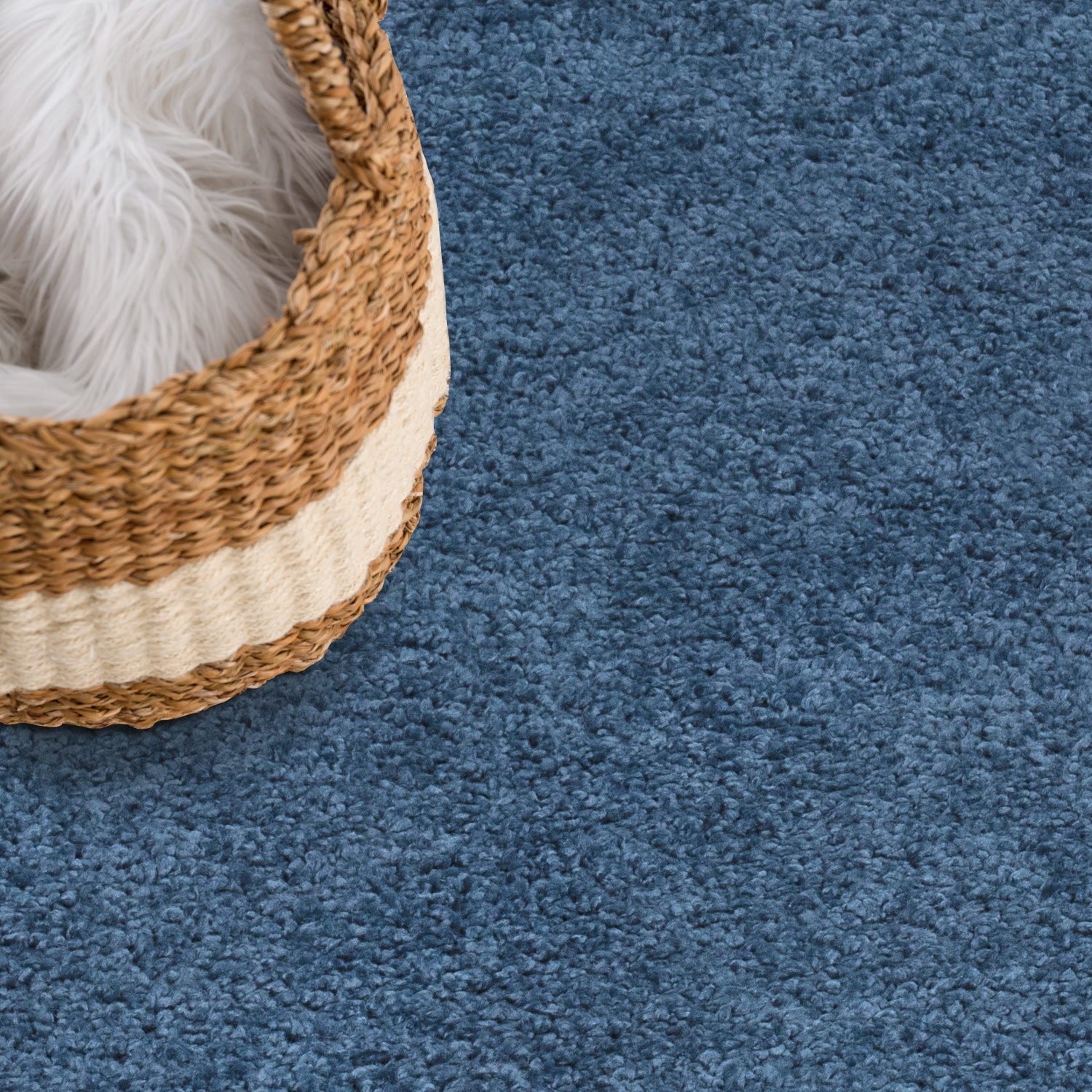 Tapis à Poils Longs Rond SOFTY - Bleu – STUDIO DECO