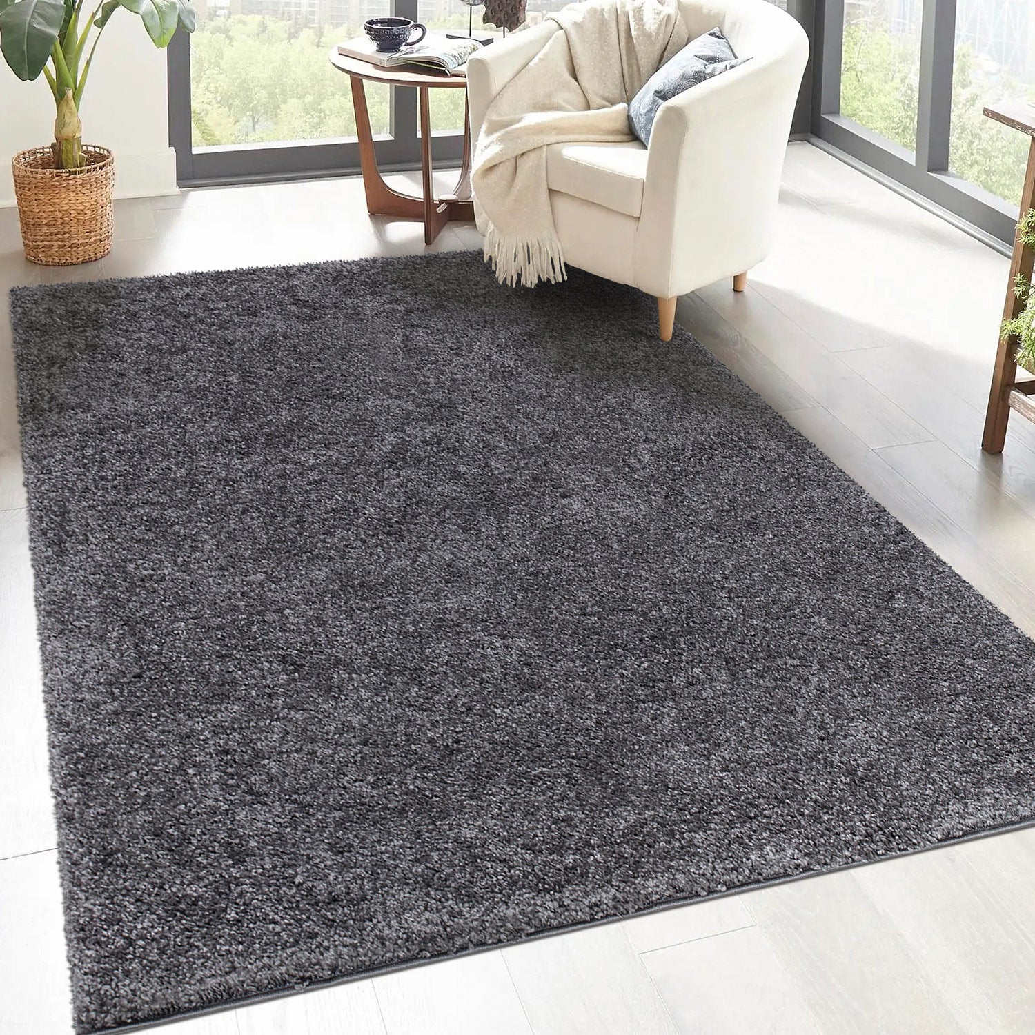 Tapis à Poils Longs SOFTY - Gris foncé – STUDIO DECO