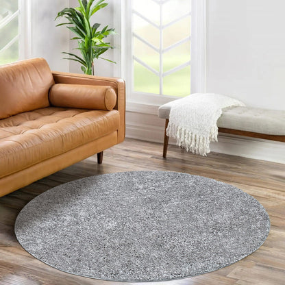 Tapis à Poils Longs Rond SOFTY - Gris Souris