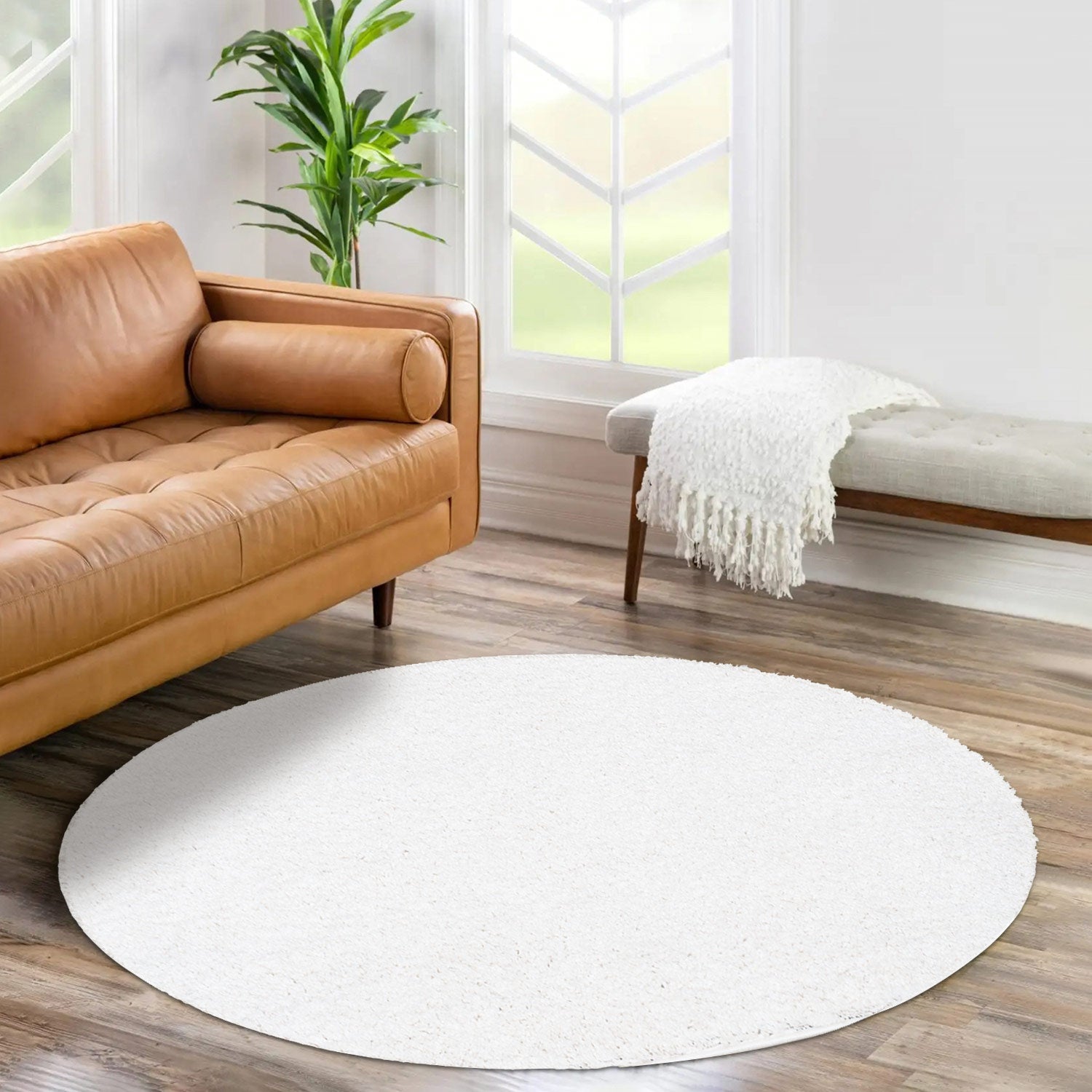 Tapis à Poils Longs Rond SOFTY - Blanc – STUDIO DECO