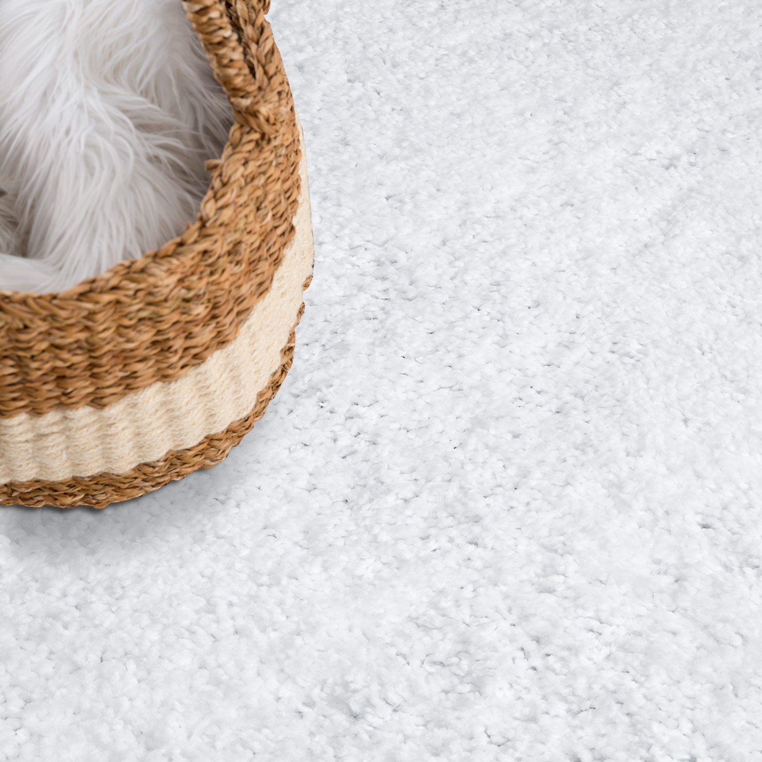 Tapis à Poils Longs Rond SOFTY - Blanc – STUDIO DECO