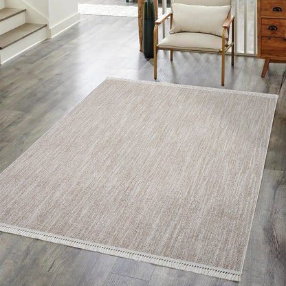 Tapis Nova laineux à franges - Beige