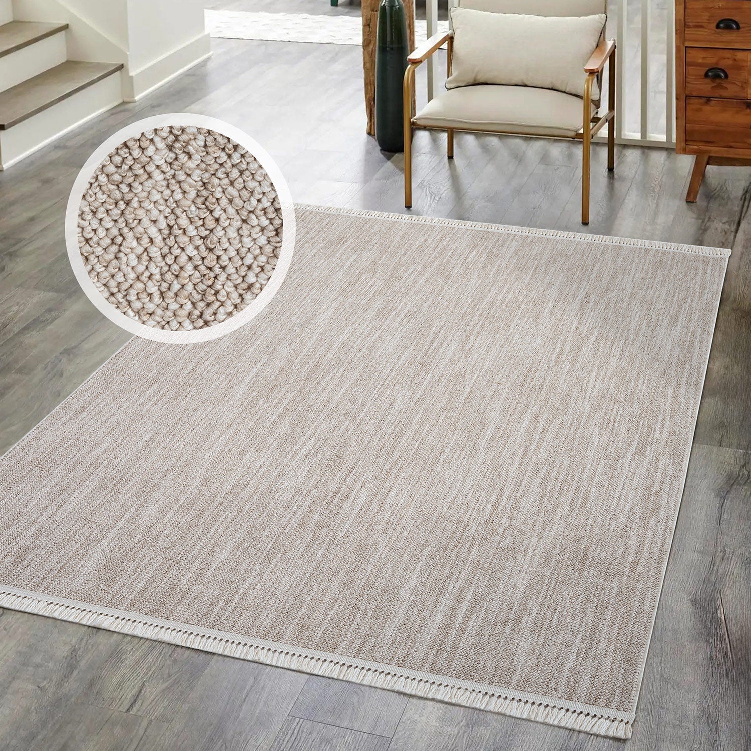 Tapis Nova laineux à franges - Beige – STUDIO DECO