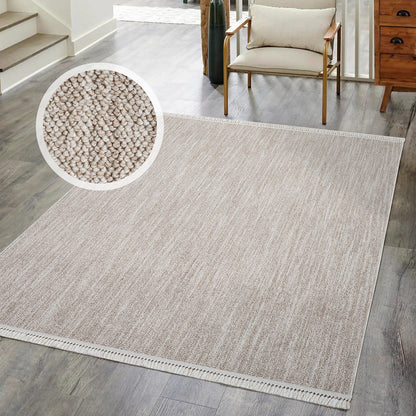 Tapis Nova laineux à franges - Beige