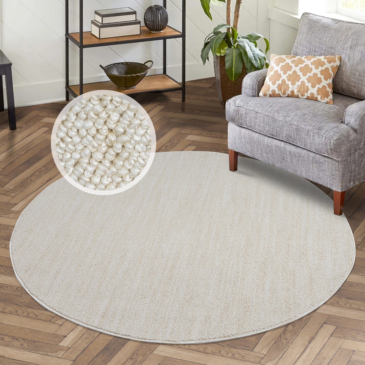 Tapis Nova Rond laineux - Crème