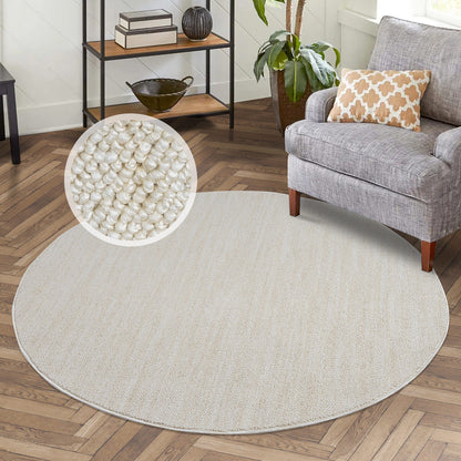 Tapis Nova Rond laineux - Crème