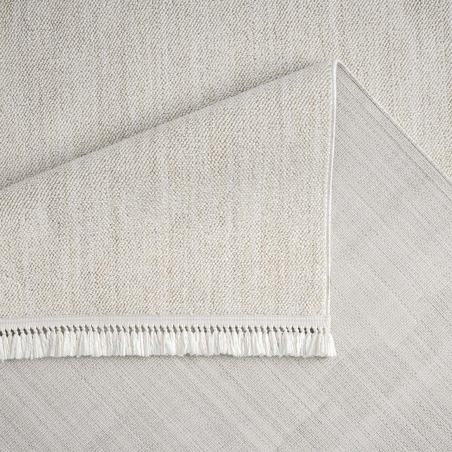 Tapis Nova laineux à franges - Crème