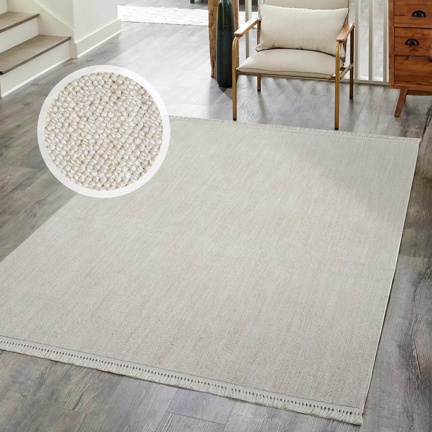 Tapis Nova laineux à franges - Crème – STUDIO DECO