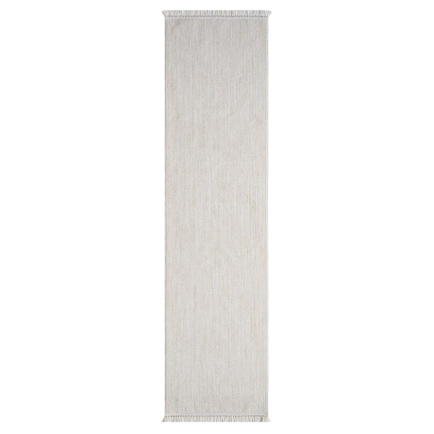 Tapis Nova laineux à franges - Crème