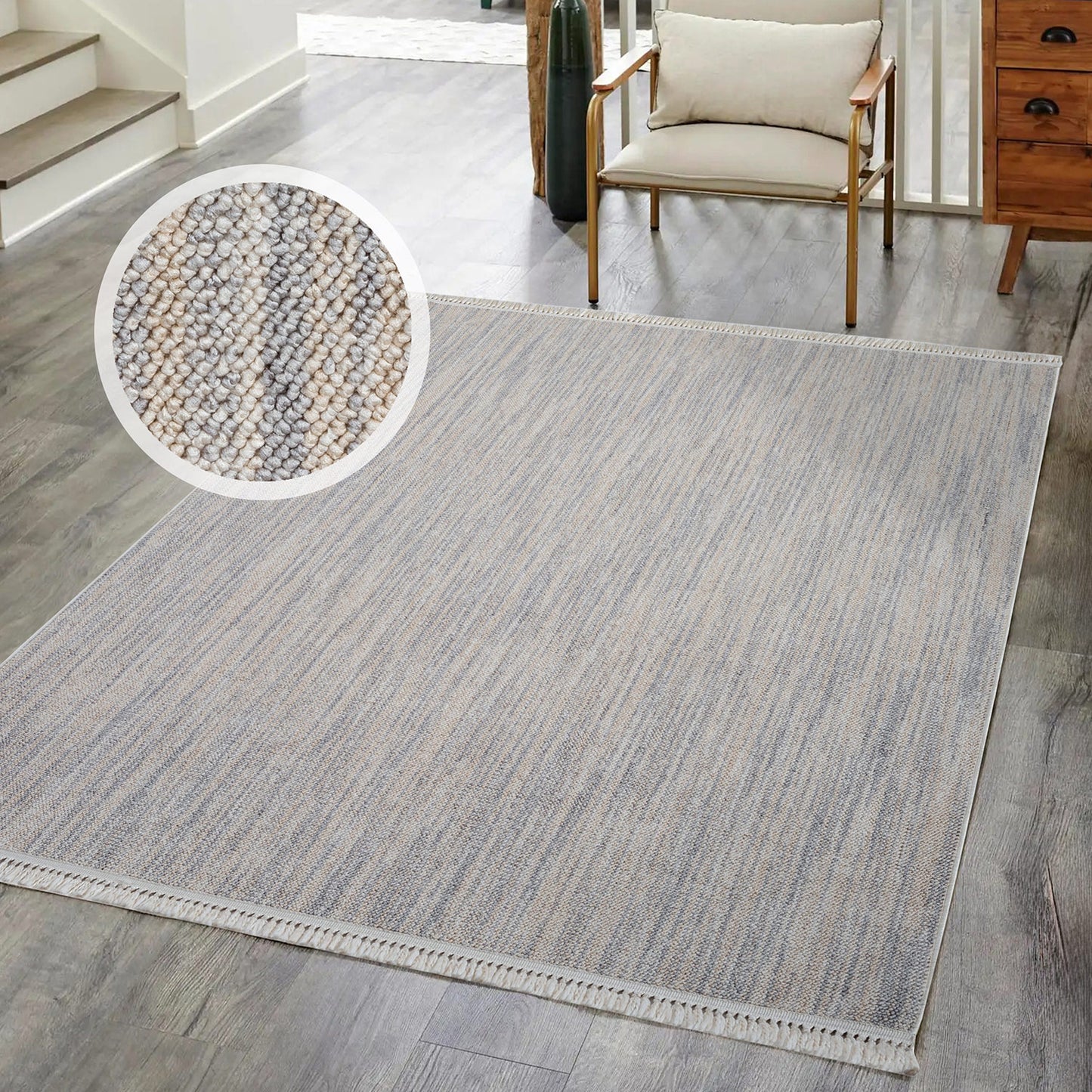 Tapis Nova laineux à franges - Gris