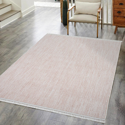 Tapis Nova laineux à franges - Rose