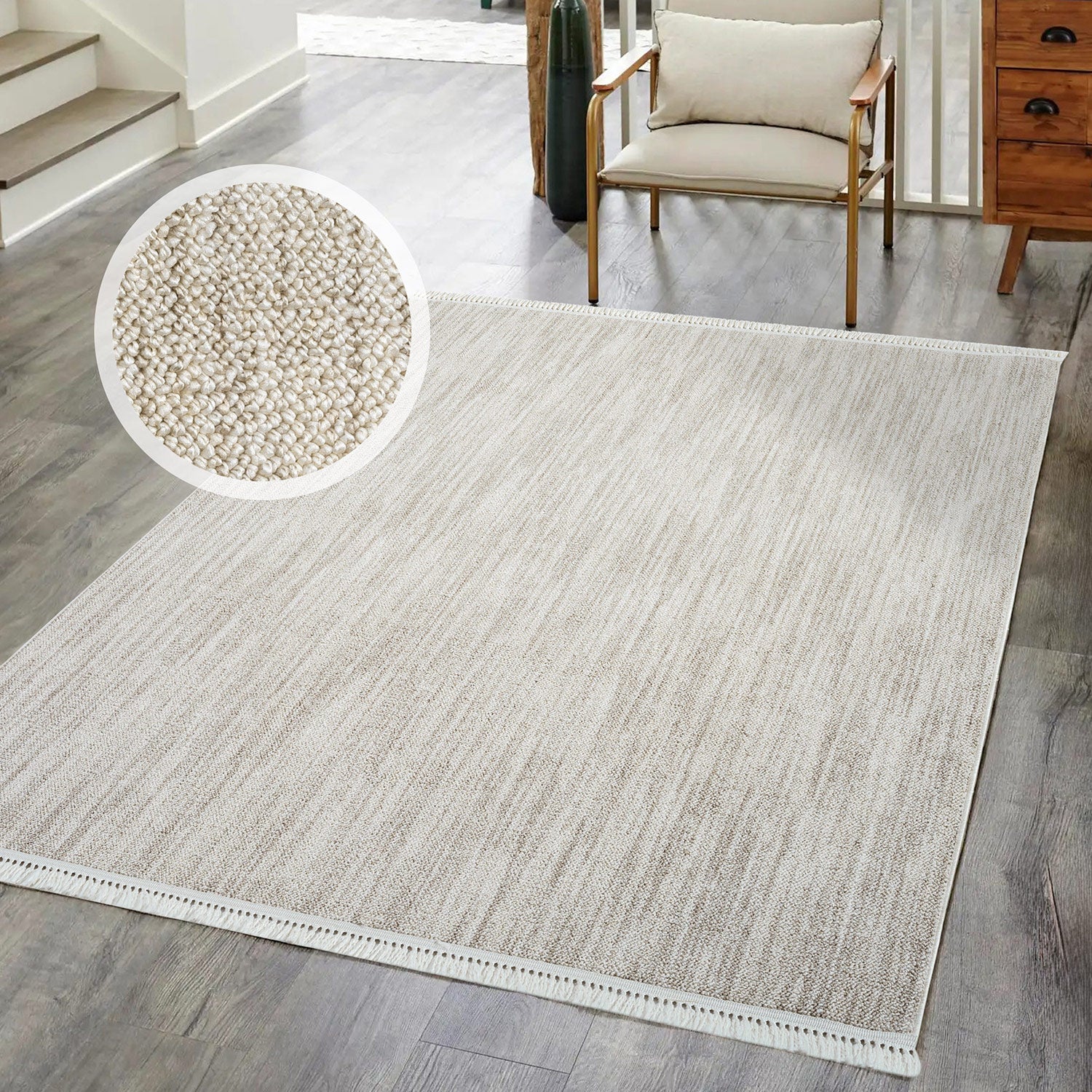 Tapis Nova laineux à franges - Taupe – STUDIO DECO