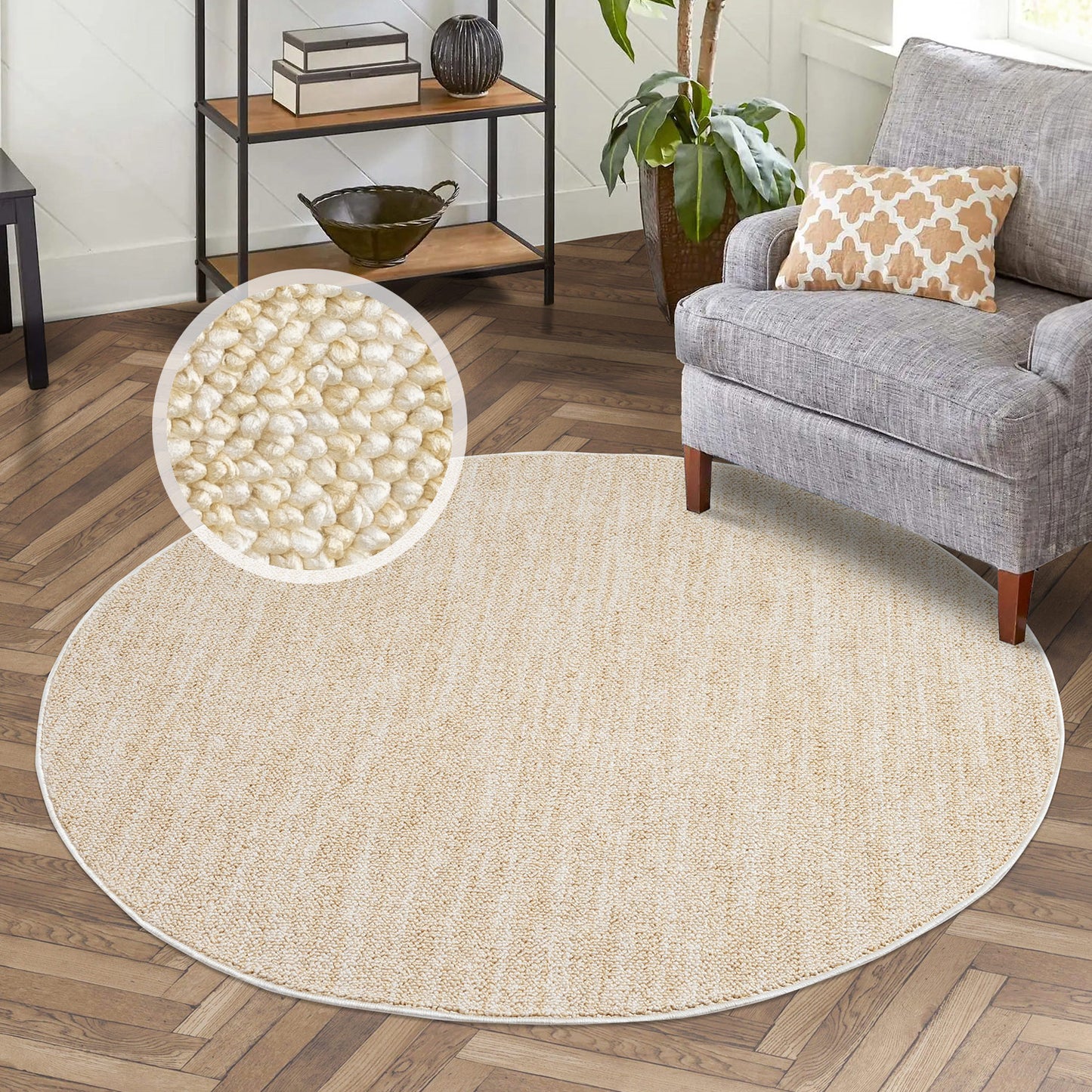 Tapis Nova Rond laineux - Jaune