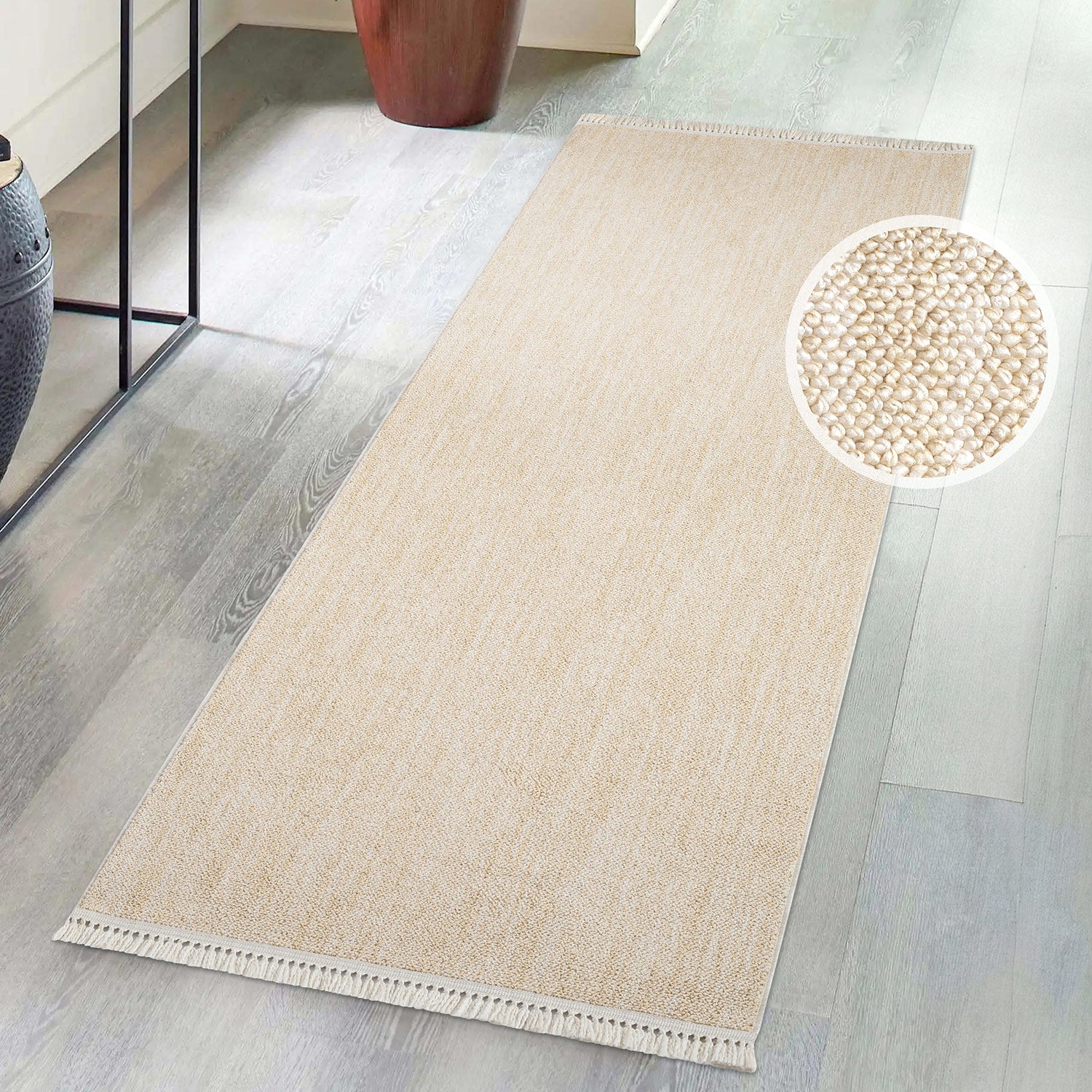 Tapis de couloir Nova laineux à franges - Jaune – STUDIO DECO