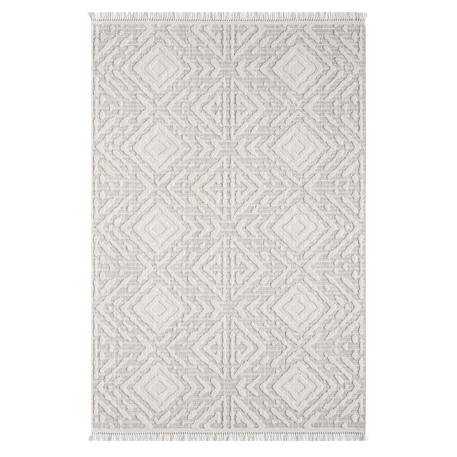 Tapis Kirah Relief à franges - Ecru – STUDIO DECO