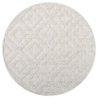 Tapis Rond Mira à Relief - Crème