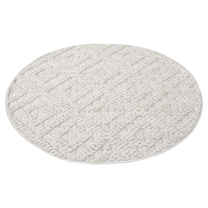 Tapis Rond Mira à Relief - Crème