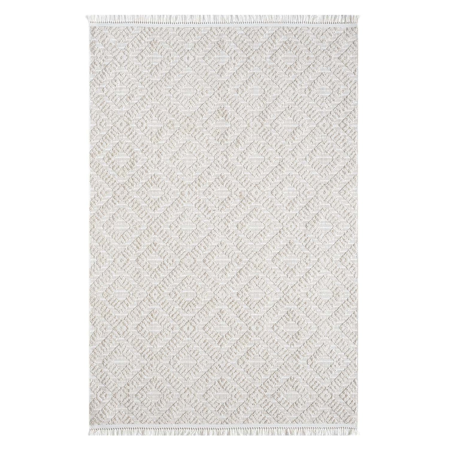 Tapis Mira Relief à franges - Crème