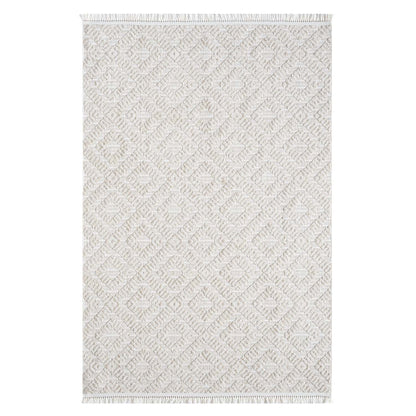 Tapis Mira Relief à franges - Crème