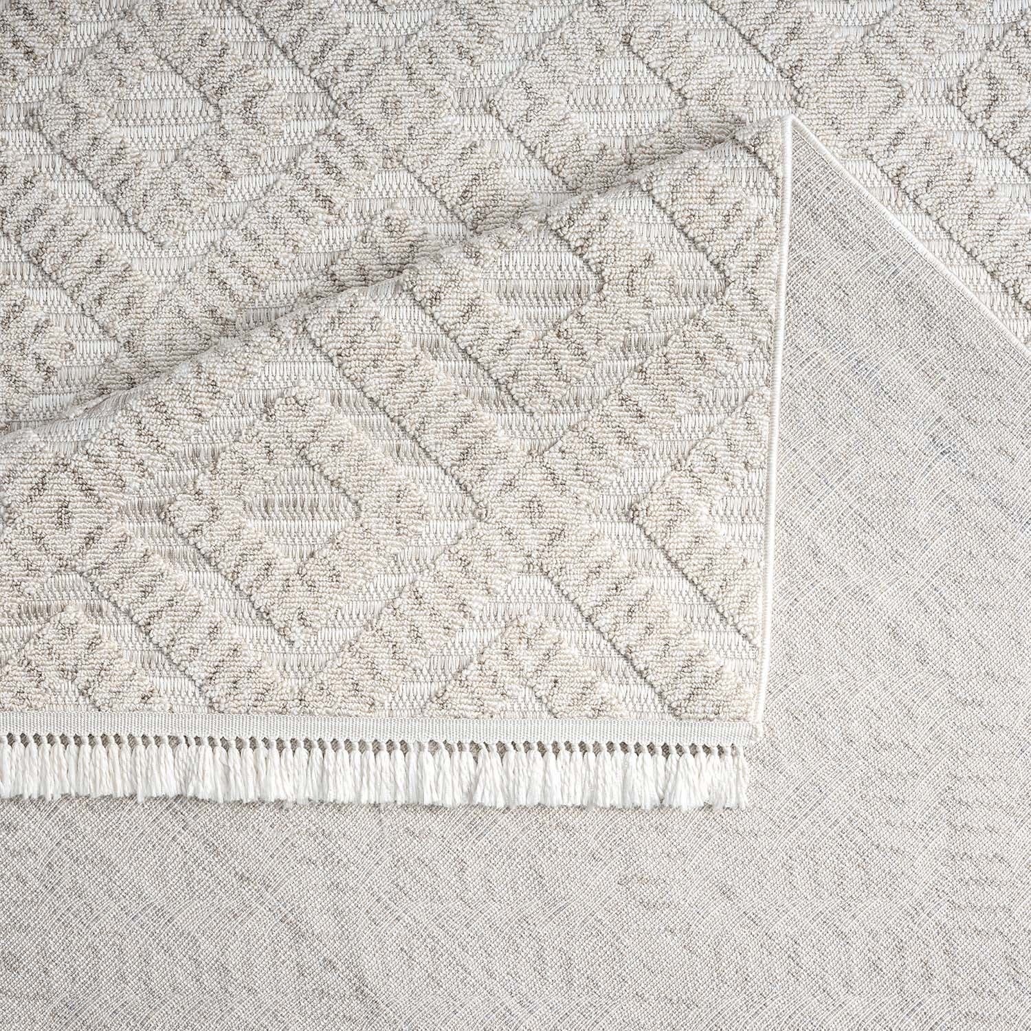 Tapis Mira Relief à franges - Crème – STUDIO DECO