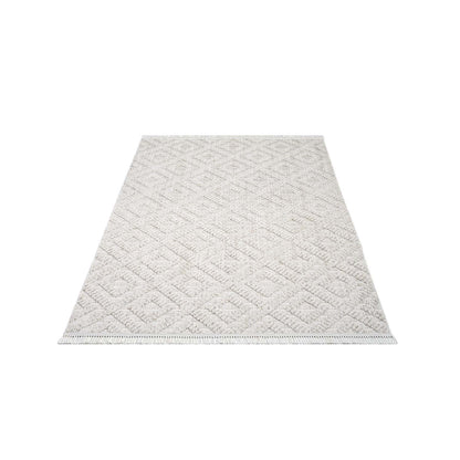 Tapis Mira Relief à franges - Crème