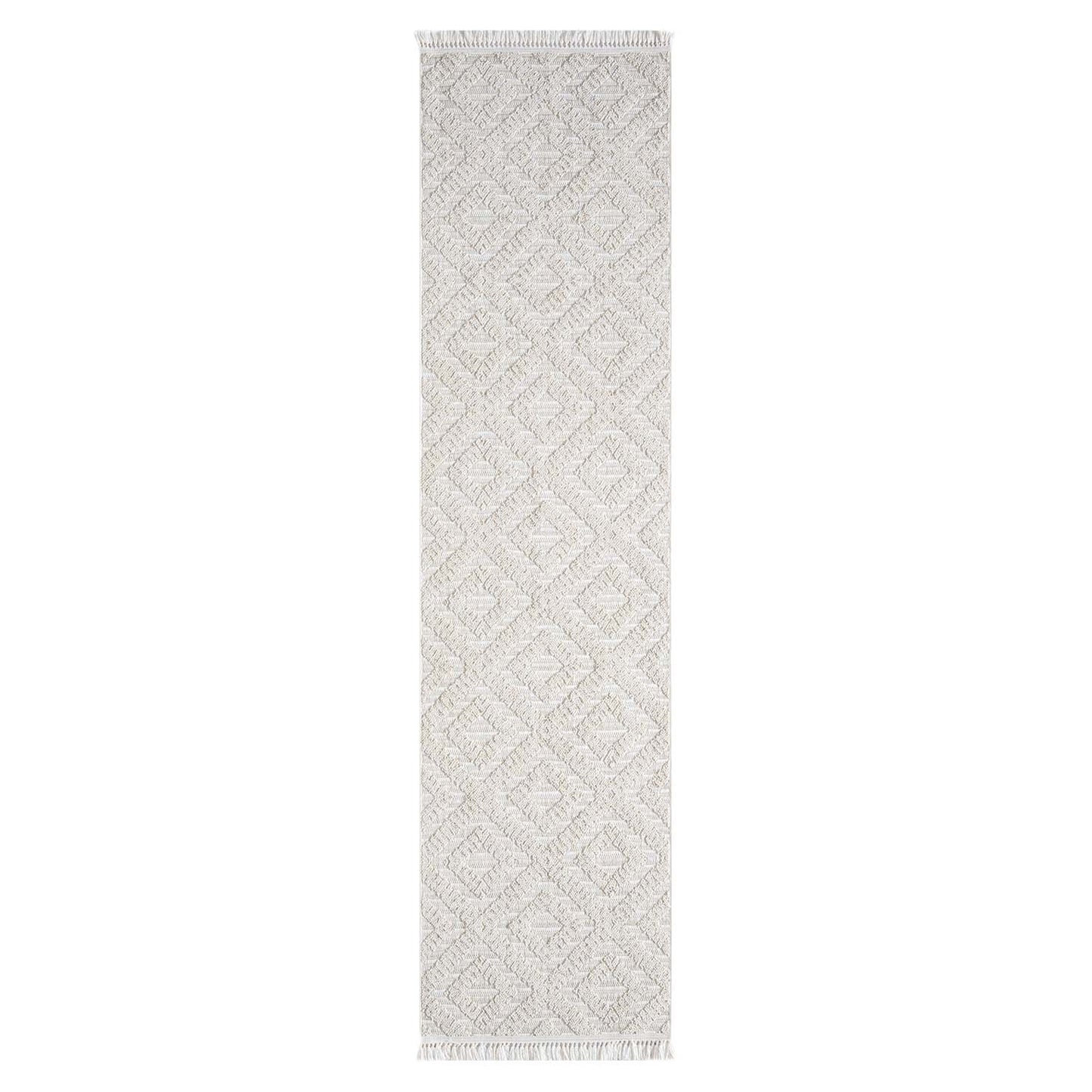 Tapis Mira Relief à franges - Crème