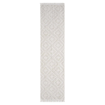 Tapis Mira Relief à franges - Crème