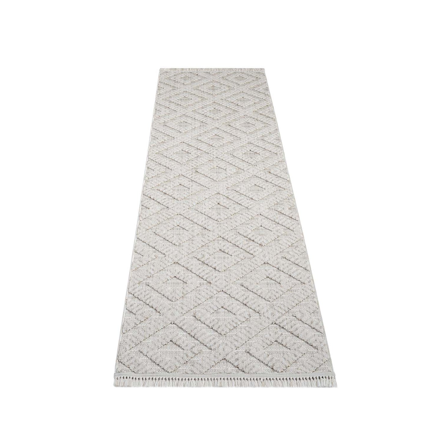 Tapis Mira Relief à franges - Crème