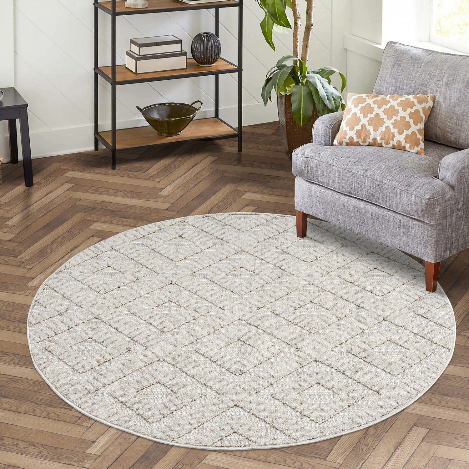 Tapis Rond Mira à Relief - Ecru – STUDIO DECO