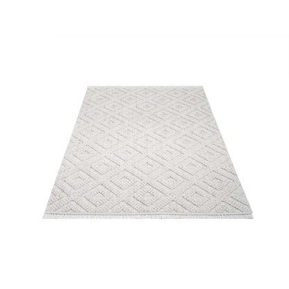 Tapis Mira Relief à franges - Ecru