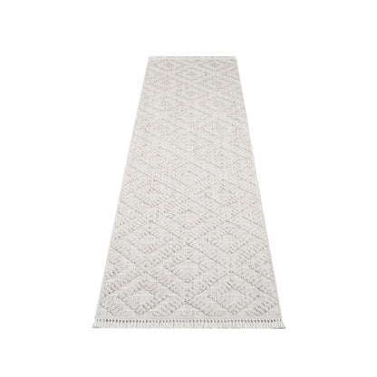 Tapis Mira Relief à franges - Ecru