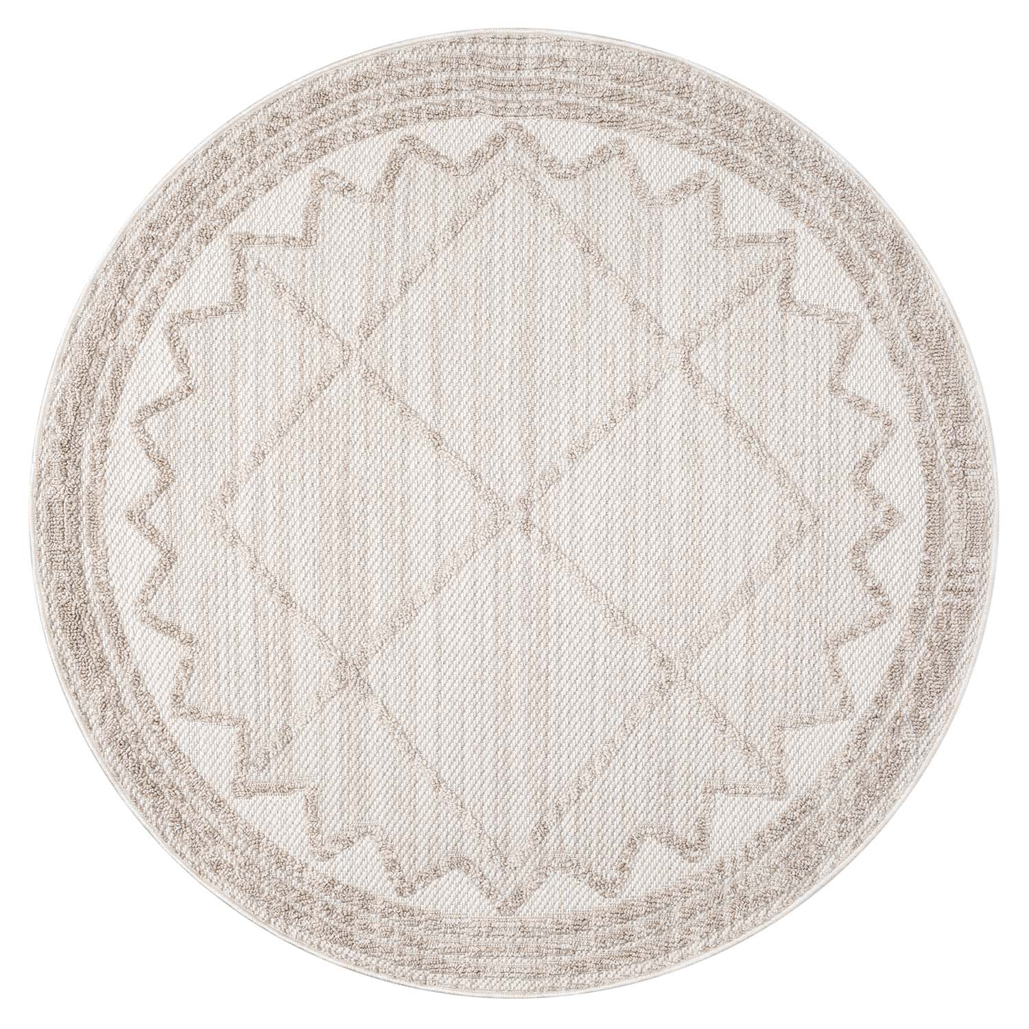 Tapis Rond Ethnique à relief - Crème – STUDIO DECO