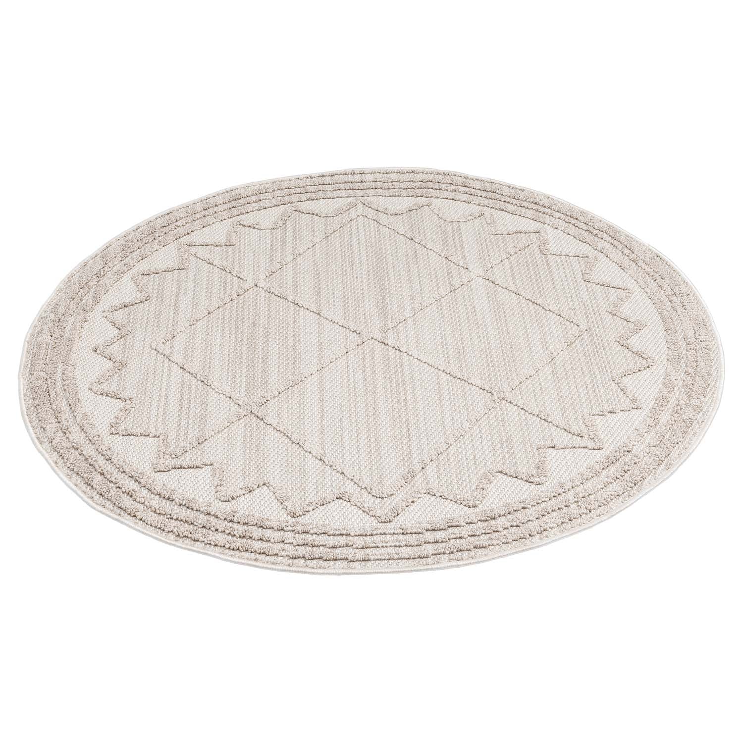 Tapis Rond Ethnique à relief - Crème – STUDIO DECO
