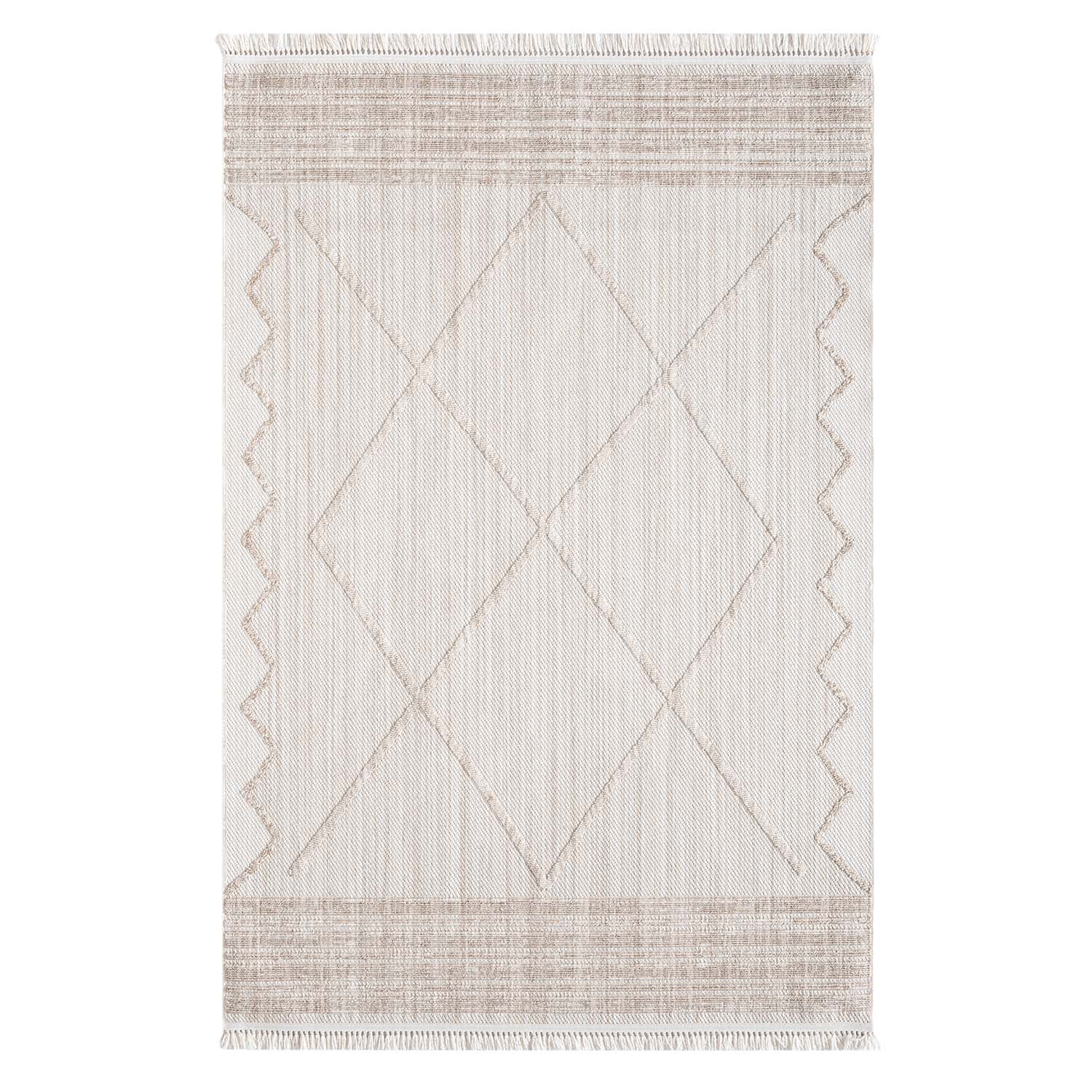 Tapis Ethnique relief à franges - Crème – STUDIO DECO