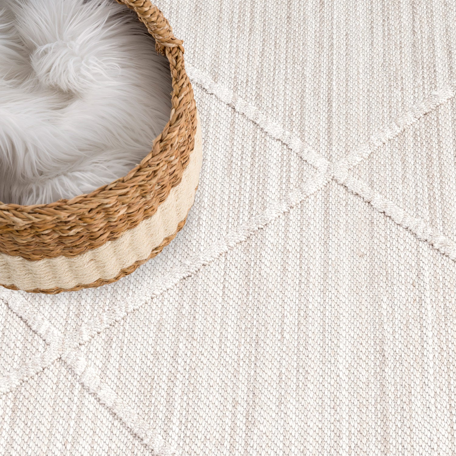 Tapis Ethnique relief à franges - Crème – STUDIO DECO